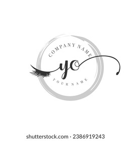 Initial YO monogram eye and eyelash handwriting