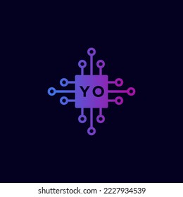 Initial YO Technology Logo Vector Art Icons and Graphics