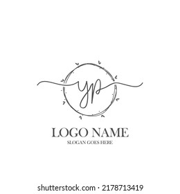 Initial YP beauty monogram and elegant logo design, handwriting logo of initial signature, wedding, fashion, floral and botanical with creative template.