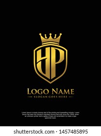 initial YP letter with shield style logo template vector