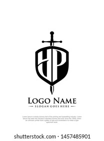 initial YP letter with shield style logo template vector