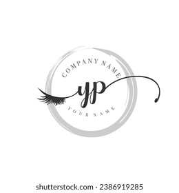 Initial YP monogram eye and eyelash handwriting