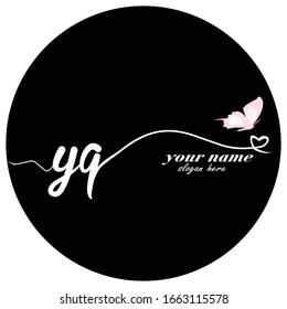 Initial YQ logo handwriting vector butterfly illustration	