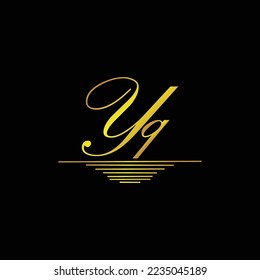 Initial YQ logo signature elegant gold element