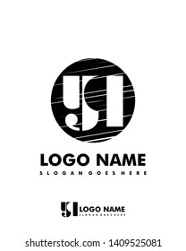Initial YQ negative space logo with circle template