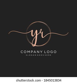 Initial YR beauty monogram and elegant logo design, handwriting logo of initial signature, wedding, fashion, floral and botanical with creative template.