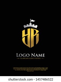 initial YR letter with shield style logo template vector