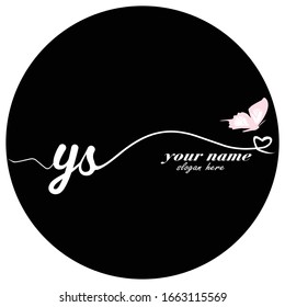Initial YS logo handwriting vector butterfly illustration	