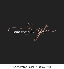 Initial YT beauty monogram and elegant logo design, handwriting logo of initial signature, wedding, fashion, floral and botanical with creative template.