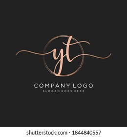 Initial YT beauty monogram and elegant logo design, handwriting logo of initial signature, wedding, fashion, floral and botanical with creative template.