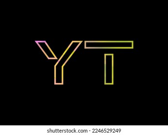 Initial YT Letter Logo With Colorful Rainbow Texture Vector