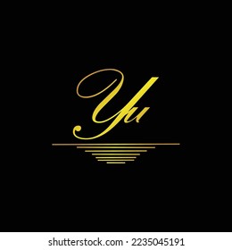 Initial YU logo signature elegant gold element