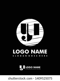 Initial YU negative space logo with circle template