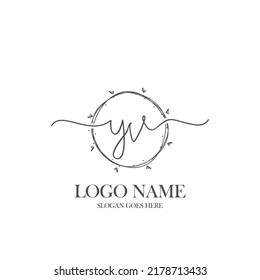 Initial YV beauty monogram and elegant logo design, handwriting logo of initial signature, wedding, fashion, floral and botanical with creative template.