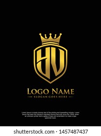 initial YV letter with shield style logo template vector