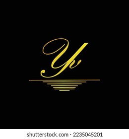 Initial YV logo signature elegant gold element