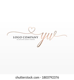 Initial YW beauty monogram and elegant logo design, handwriting logo of initial signature, wedding, fashion, floral and botanical with creative template.