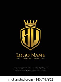 initial YW letter with shield style logo template vector