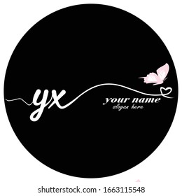 Initial YX logo handwriting vector butterfly illustration	
