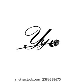 Initial YY handwriting flower typography ornament modern