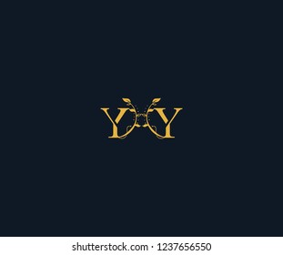Initial YY Letter Linked Swoosh Half Round Leaf Monogram Logotype