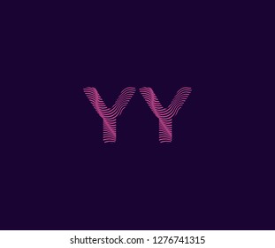 Initial YY letter typography abstract dinamic grunge stripes wavy effect monogram logotype