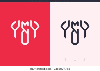 initial YY letters with red heart and love logo flat icon monogram concept