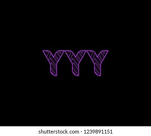 initial YYY letter zig zag dots pattern modern futuristic logotype