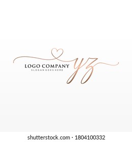 Monograma inicial de belleza YZ y diseño elegante de logotipo, logotipo de escritura a mano de firma inicial, boda, moda, floral y botánica con plantilla creativa.