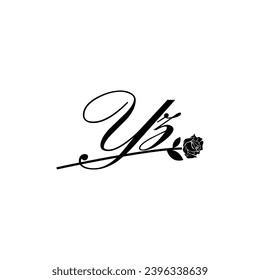 Initial YZ handwriting flower typography ornament modern