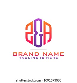 Initial Z & A abstract logo template vector