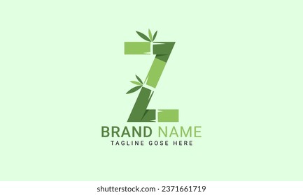 Initial Z alphabet with bamboo leaf. eco-friendly logo concept. Letter Z alphabet symbol for business and company identity