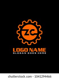 Initial Z & C gear logo template vector