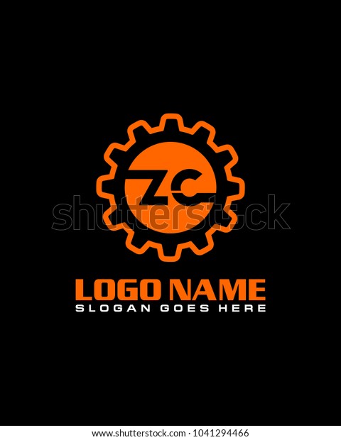 Initial Z C Gear Logo Template Stock Vector Royalty Free