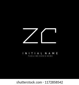 Initial Z C minimalist modern logo identity vector
