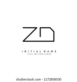 Initial Z D minimalist modern logo identity vector