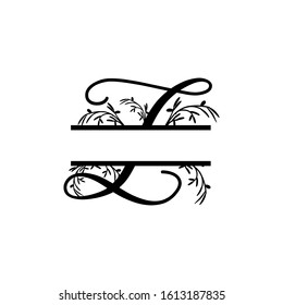 Initial z decorative plant monogram split letter vector