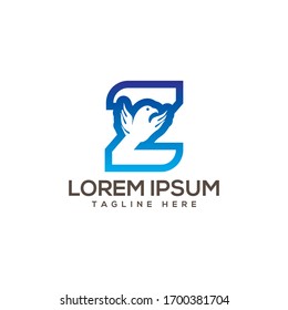 elementos de plantilla de diseño ligados de alta calidad con el logotipo inicial de águila Z.