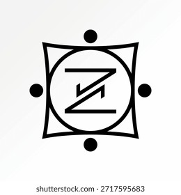 Initial Z font line cut top down element ornament staylist classy antique art logo design graphic concept creative premium vector stock image top sell