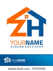 Initial Z & H real estate logo template vector