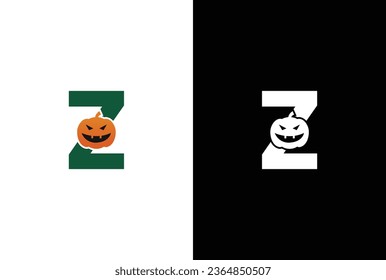 Initial Z Halloween logo. Halloween letter Z logo or icon template design. Halloween pumpkin white background