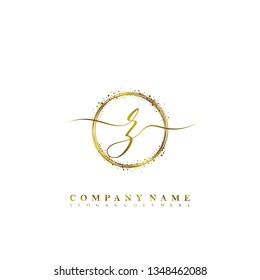 Initial Z handwriting with sparkling circle template vector