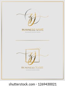 Initial Z J ZJ handwriting logo vector. Letter handwritten logo template.