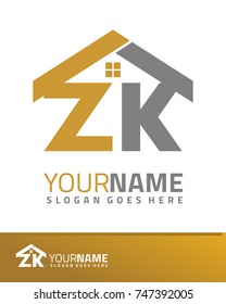 Initial Z & K real estate logo template vector