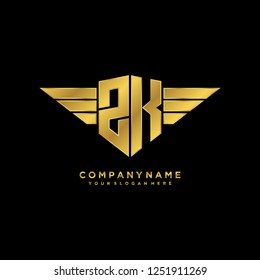 Initial Z K wing logo template vector