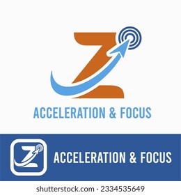 Initial Z Letter with arrow upward and focus for accelerated, acceleration, technology company logo idea