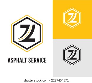 Initial-Z-Letter mit Asphalt- und Pflastersymbol für Asphalt-Logo und Design-Vorlage für das Transportgeschäft