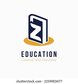 Initial Z Letter with Book Icon for E Book, Library, Education, Book Store Business Logo Idea Template