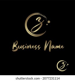 Initial z Letter with circle paintbrush for Cosmetic, boutique, make up, jewelry, spa and massage, salon, soap homemade, Handcraft Business Logo Vector Concept