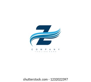 Initial Z Letter Linked Swoosh Wave Flying Wings Logotype